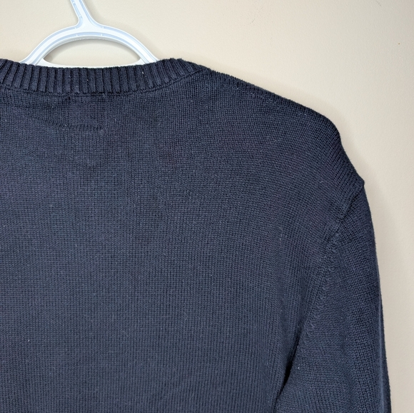 Dockers Men's Medium Knit Navy White Snowflake Winter Sweater Christmas Office - Picture 6 of 9